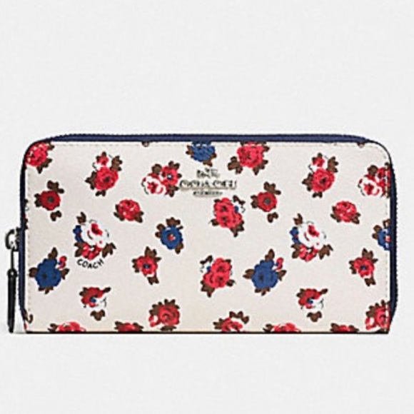 Coach Handbags - Coach Floral Print Women's Wallet - Cream, Red, Blue